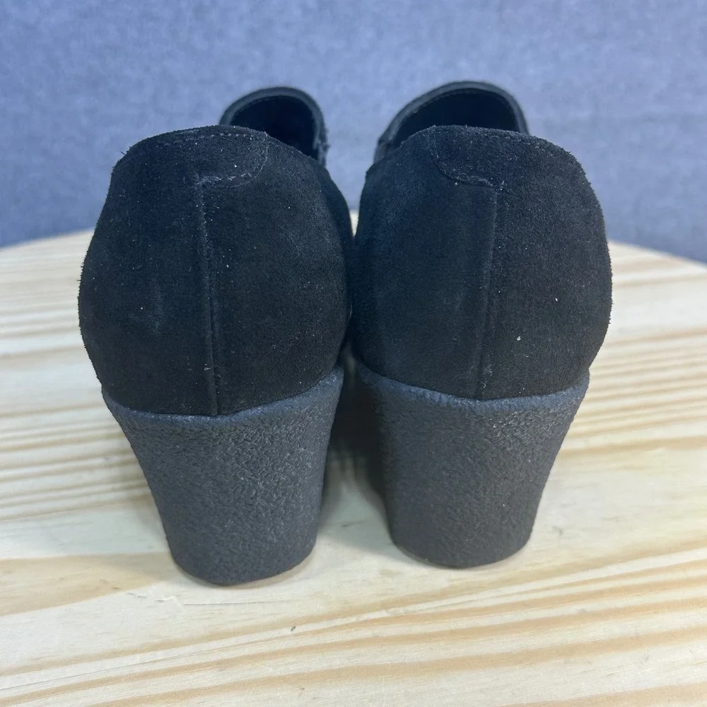 Aquatalia by Marvin K Black Suede Wedge Ankle Boots Zipper Size 8‎ Made in Italy